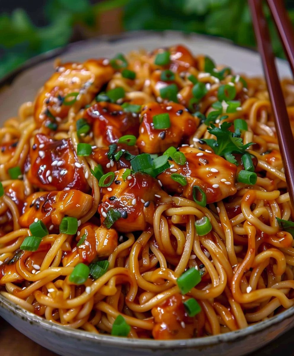 Sticky Garlic Chicken Noodles