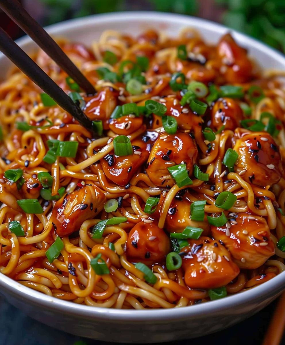 Sticky Garlic Chicken Noodles