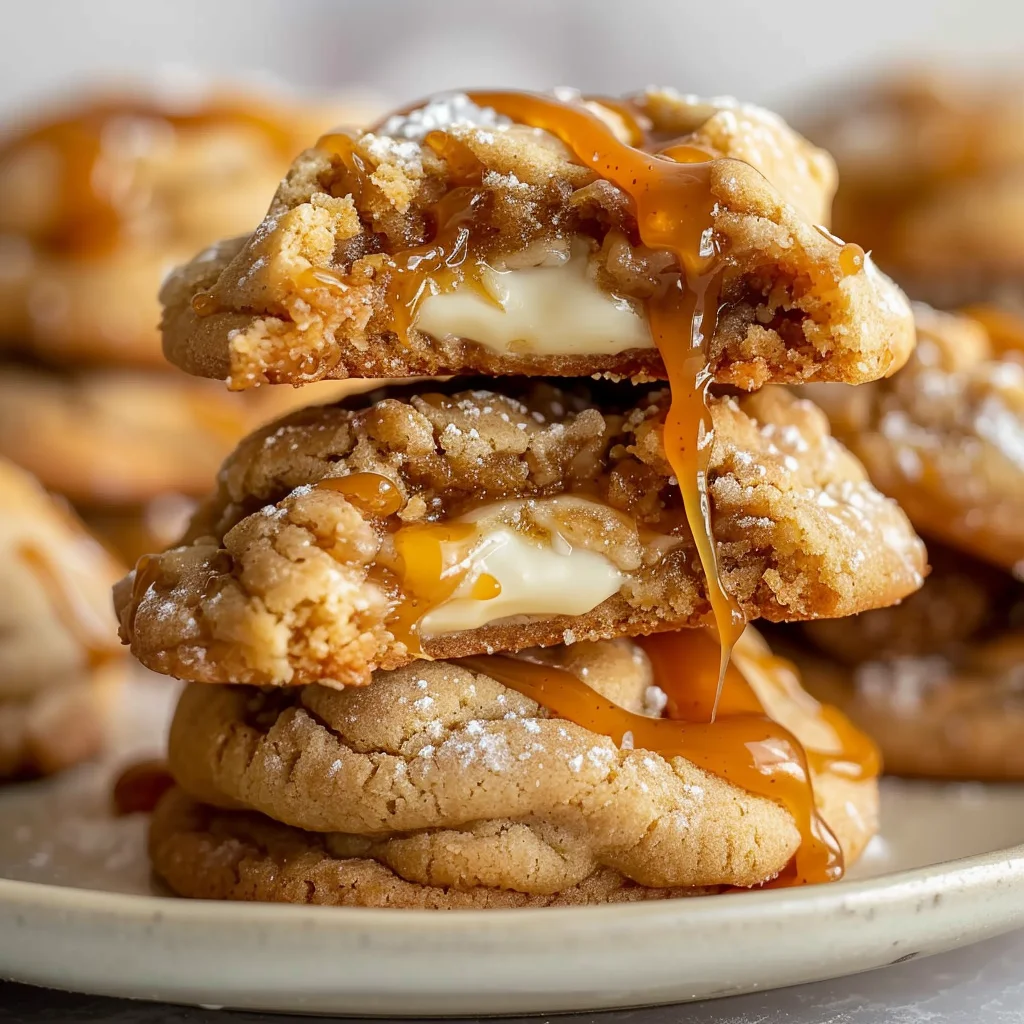 Crumbl Salted Caramel Cheesecake Cookies - Gooey Decadent