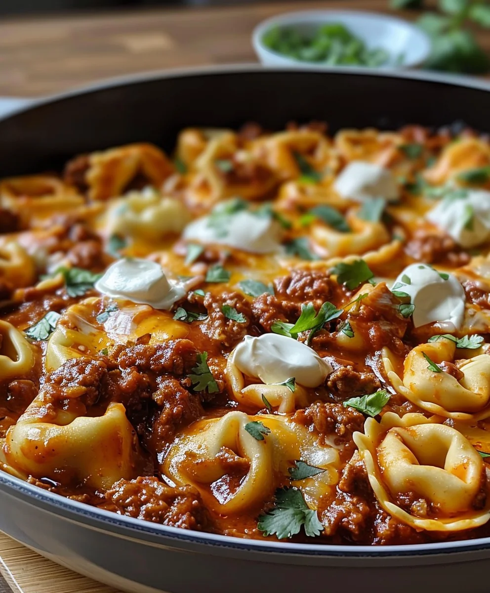 Cheesy Beef Enchilada Tortellini Recipe
