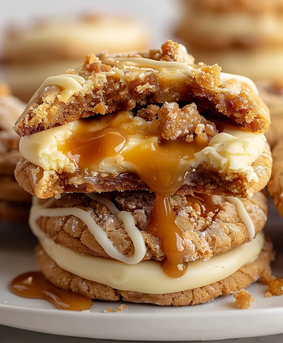 Gooey Copycat Crumbl Salted Caramel Cheesecake Cookies