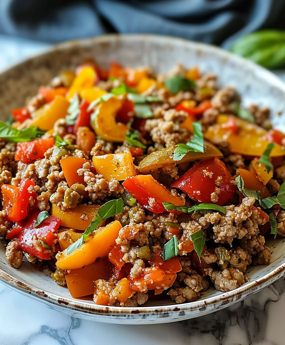 Easy Healthy Ground Turkey & Peppers Skillet Dinner