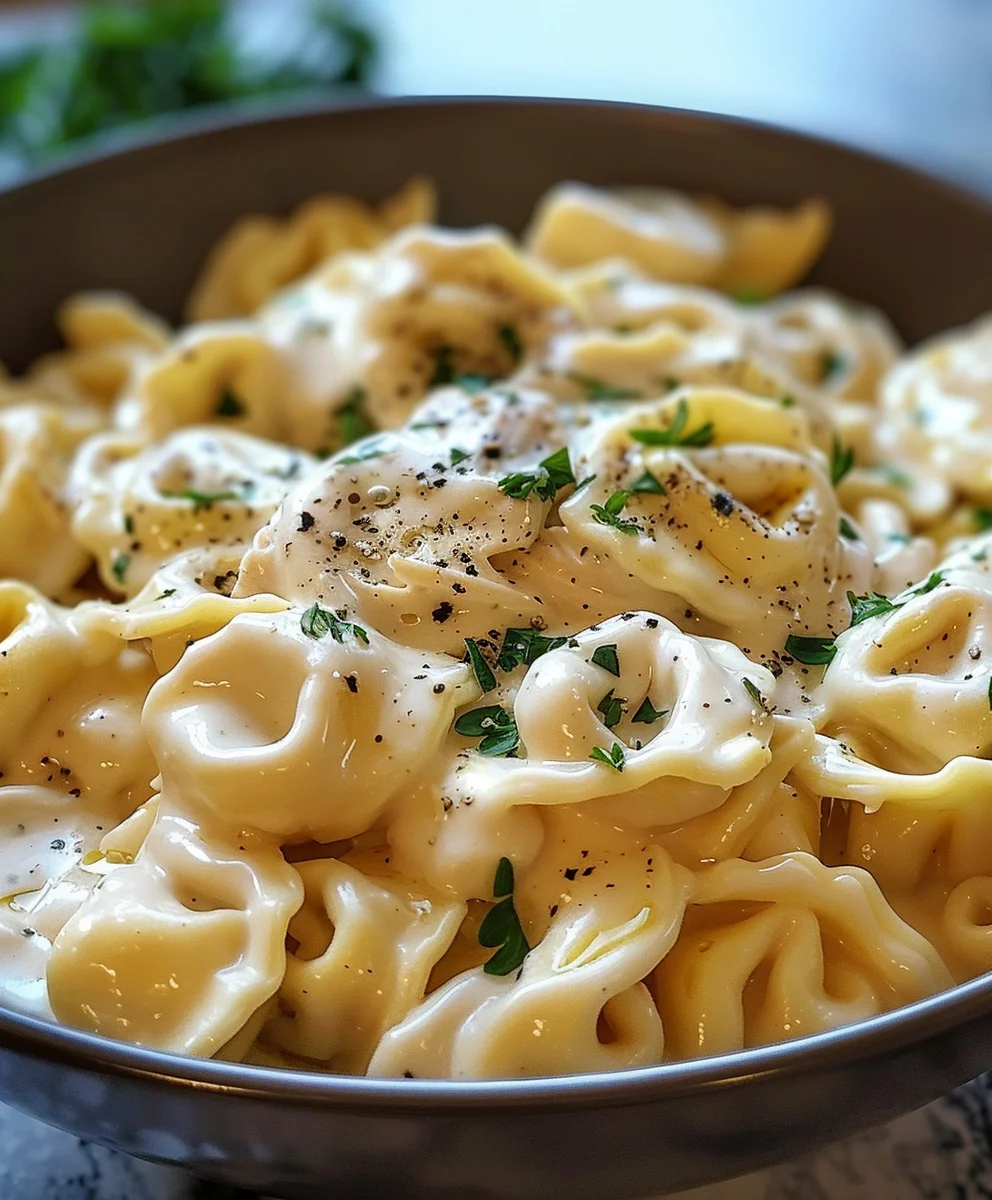 Easy One-Pot Crockpot Chicken Alfredo Tortellini Recipe