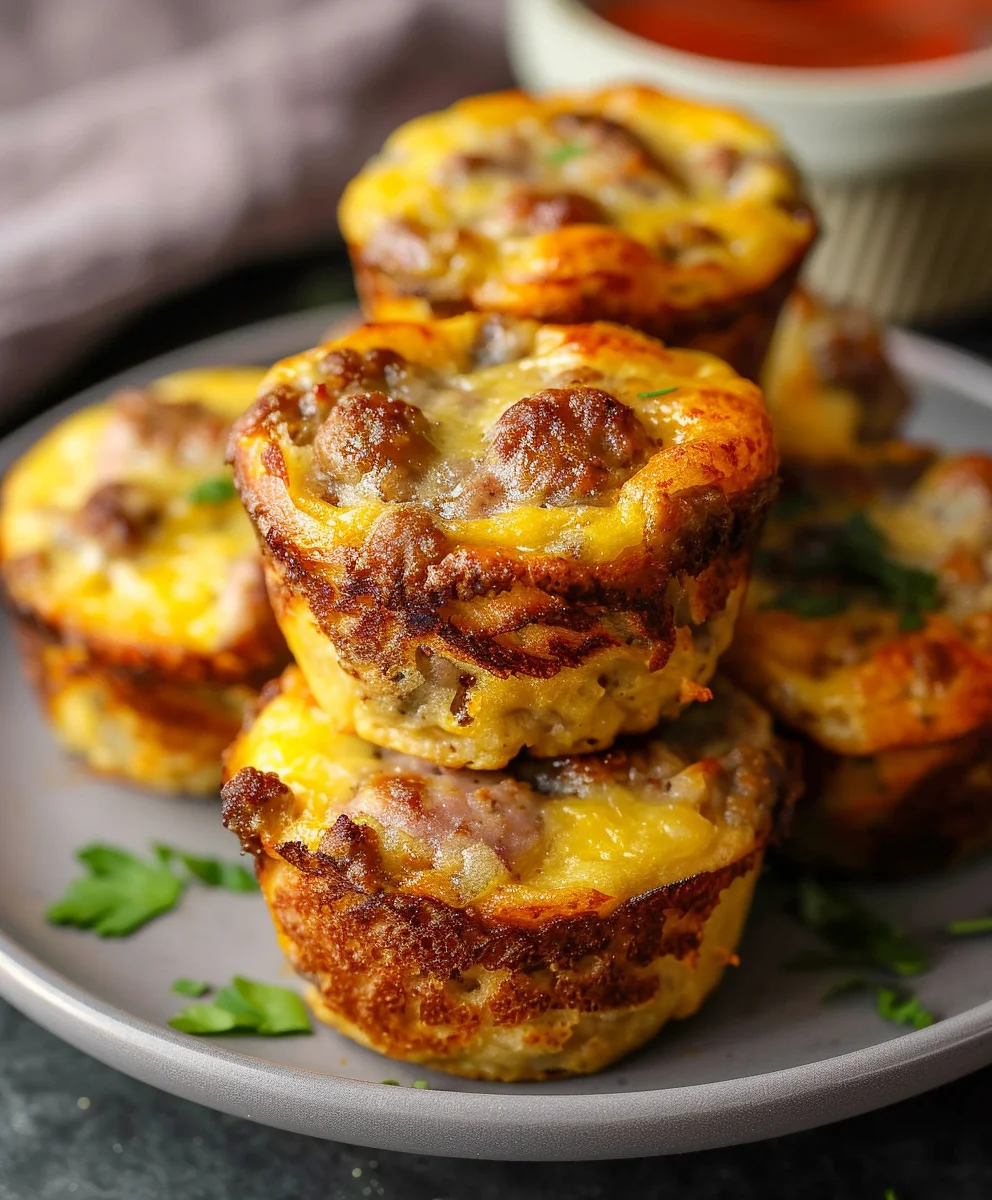 Grab 'n' Go High Protein Beef Sausage Pancake Muffins!