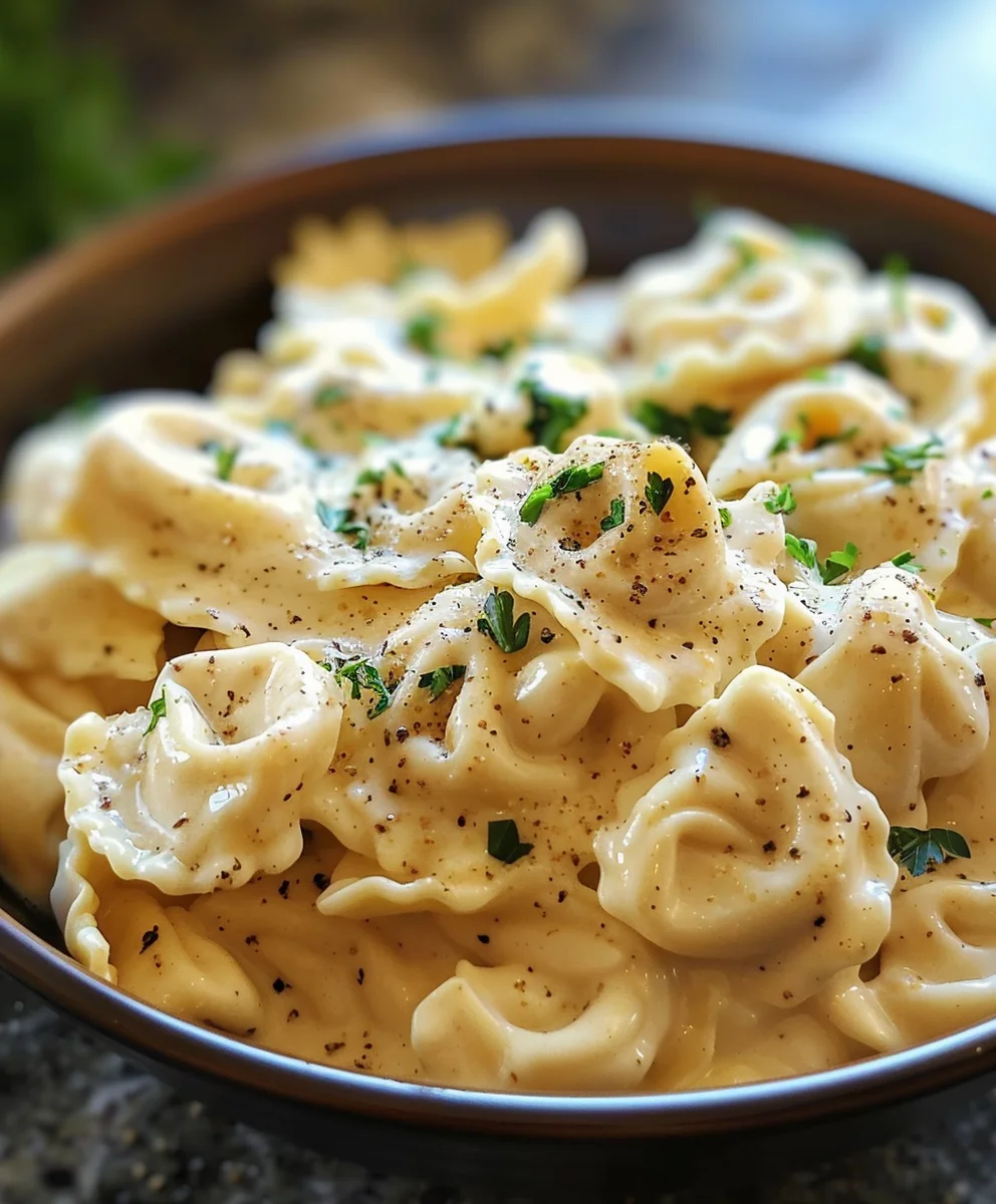 Easy One-Pot Crockpot Chicken Alfredo Tortellini Recipe