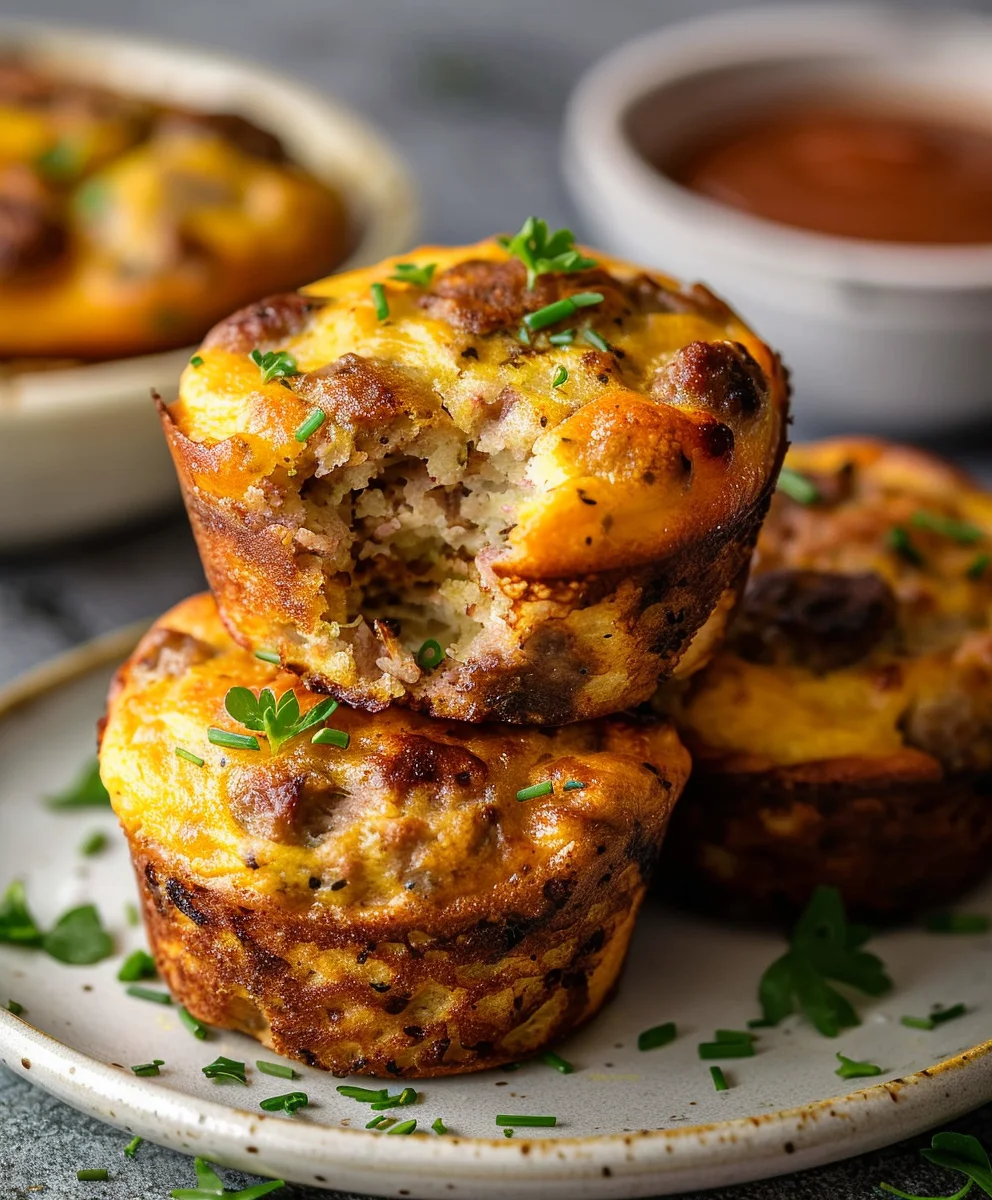Grab 'n' Go High Protein Beef Sausage Pancake Muffins!