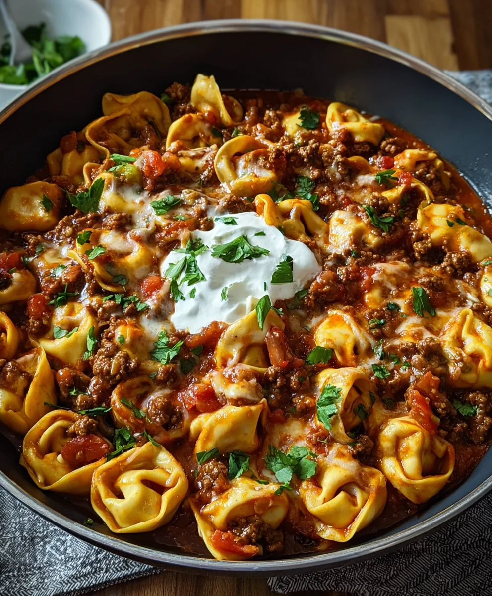 Cheesy Beef Enchilada Tortellini: Easy Dinner Recipe