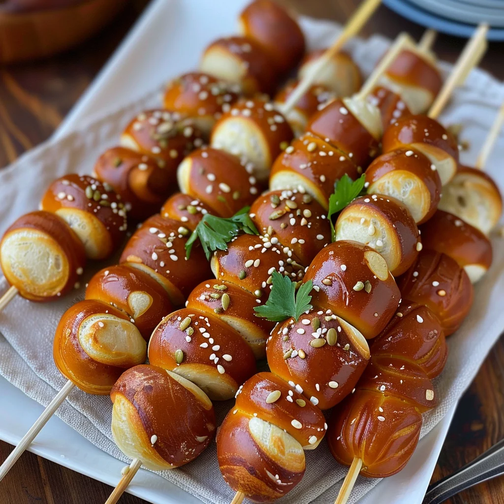Bavarian Pretzel Skewers: Delicious Beef & Cheese Bites!