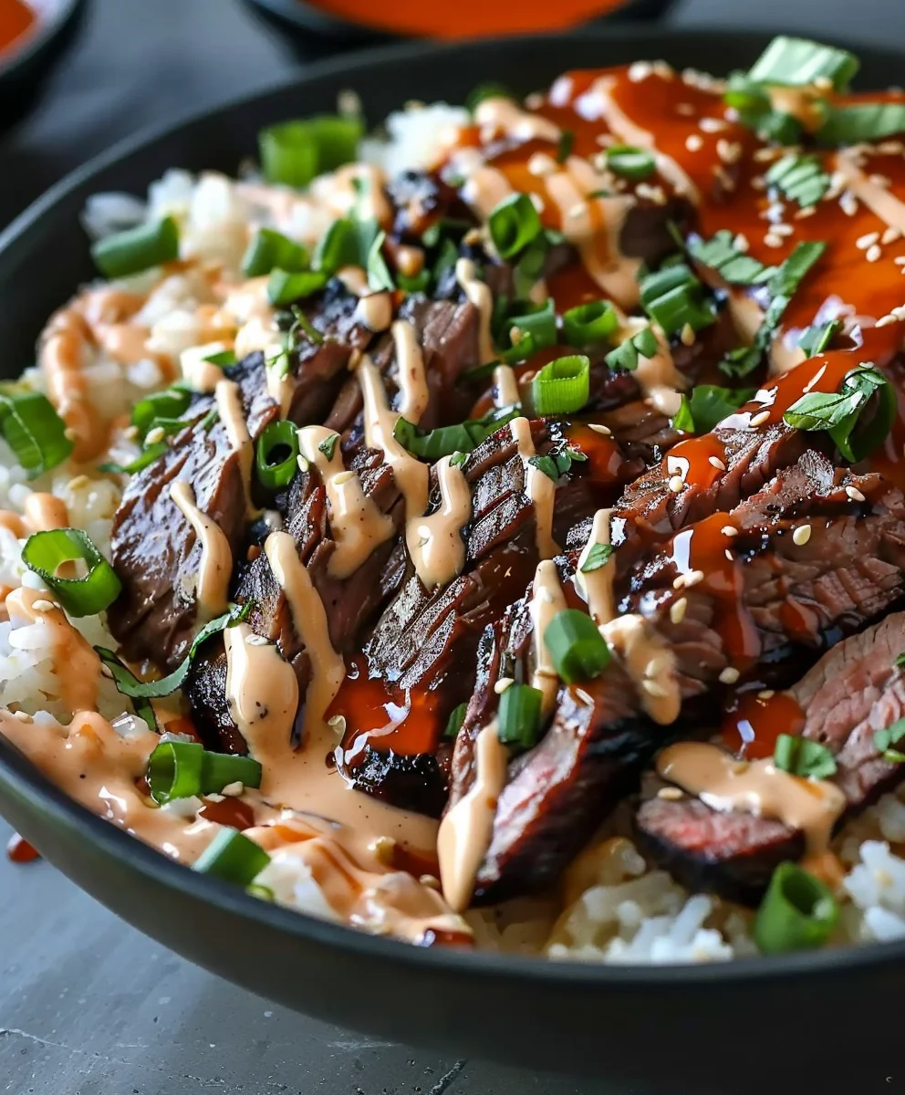 Ultimate Korean BBQ Steak Rice Bowls with Spicy Cream Sauce