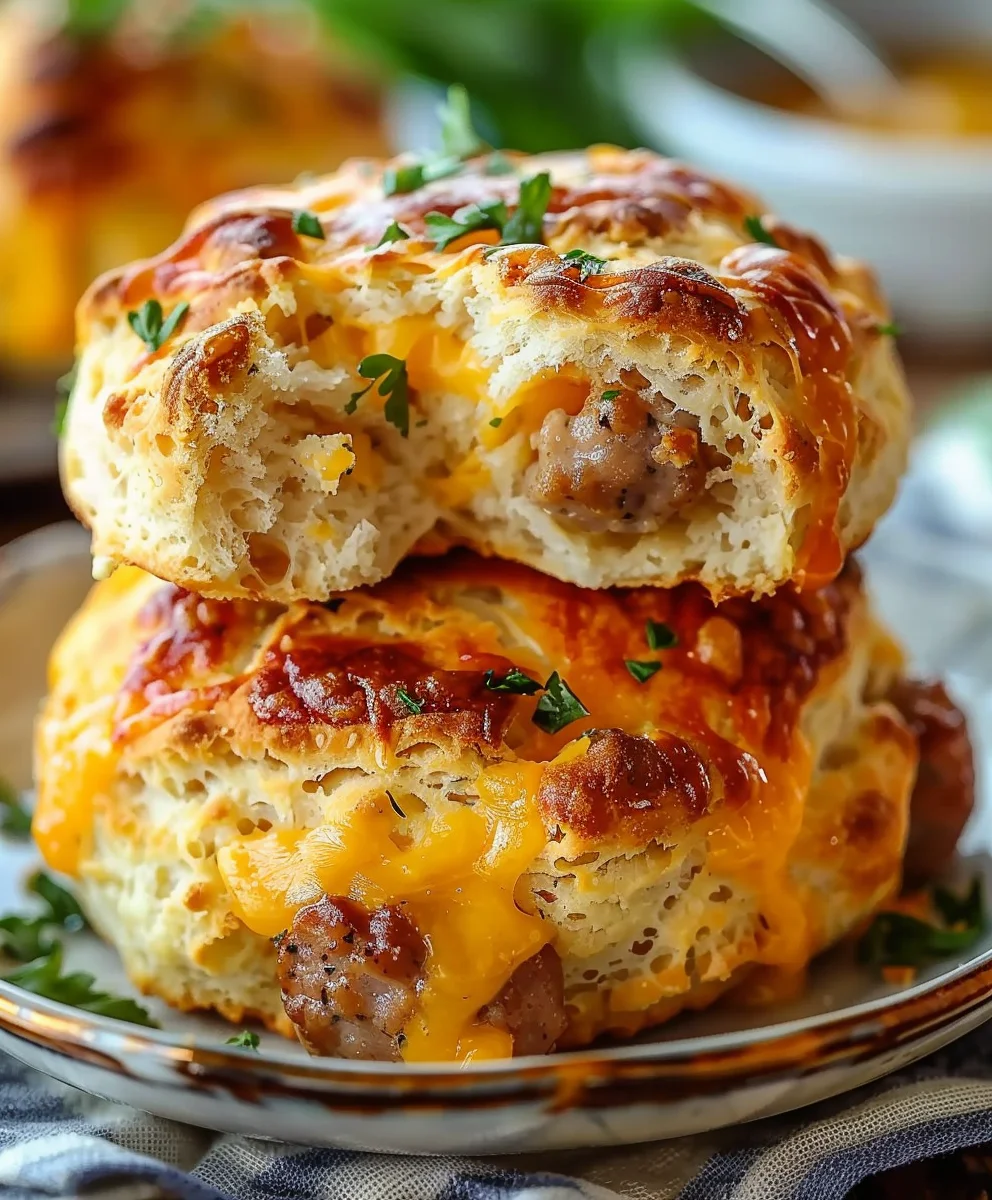 Easy Beef Sausage Cheese Butter Swim Biscuits!