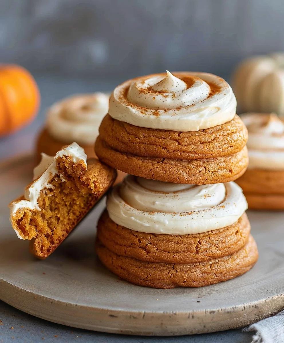 Irresistible Soft Pumpkin Cookies & Cream Cheese Frosting