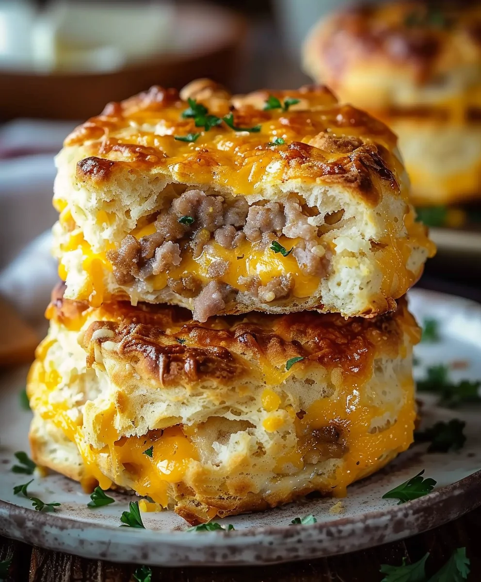 Easy Beef Sausage Cheese Butter Swim Biscuits!