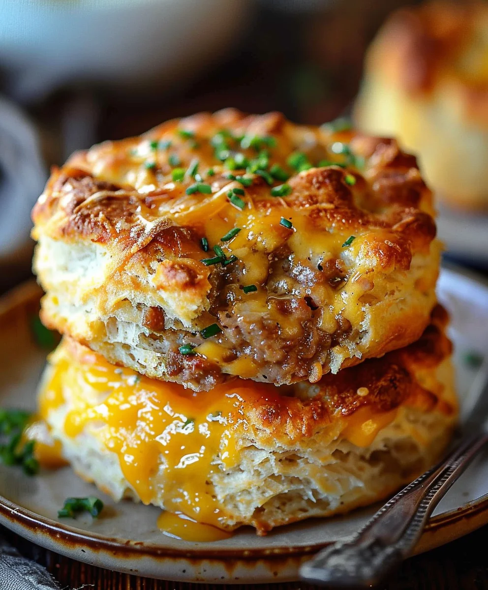 Easy Beef Sausage & Cheese Butter Swim Biscuits Recipe