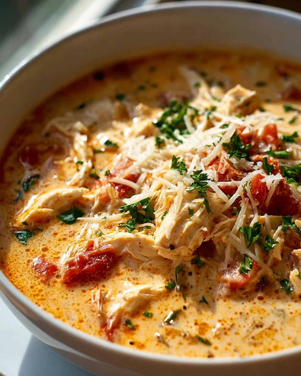 Delicious Crock Pot Creamy Chicken Parmesan Soup!