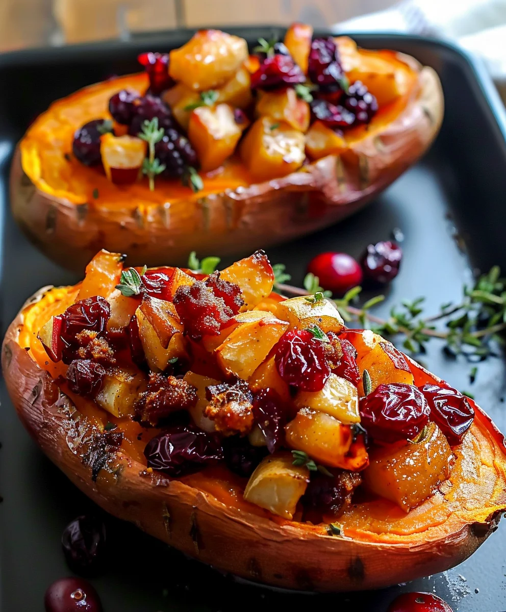 Cranberry Apple Twice Baked Sweet Potatoes