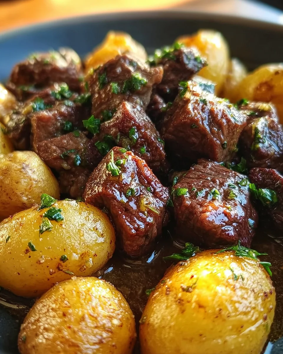Garlic Butter Beef Bites & Potatoes: Easy Dinner Recipe
