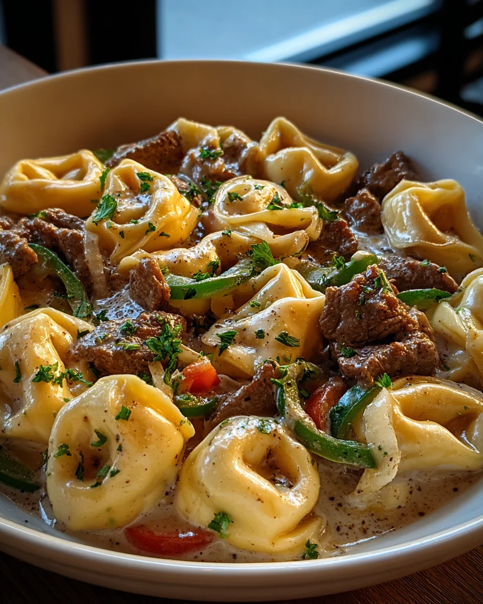Hearty Cheesesteak Tortellini with Rich Provolone Sauce