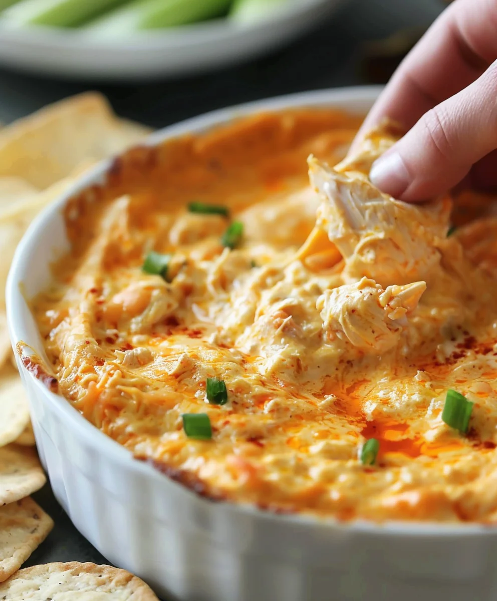 Best Healthy Crock Pot Buffalo Chicken Dip Ever!