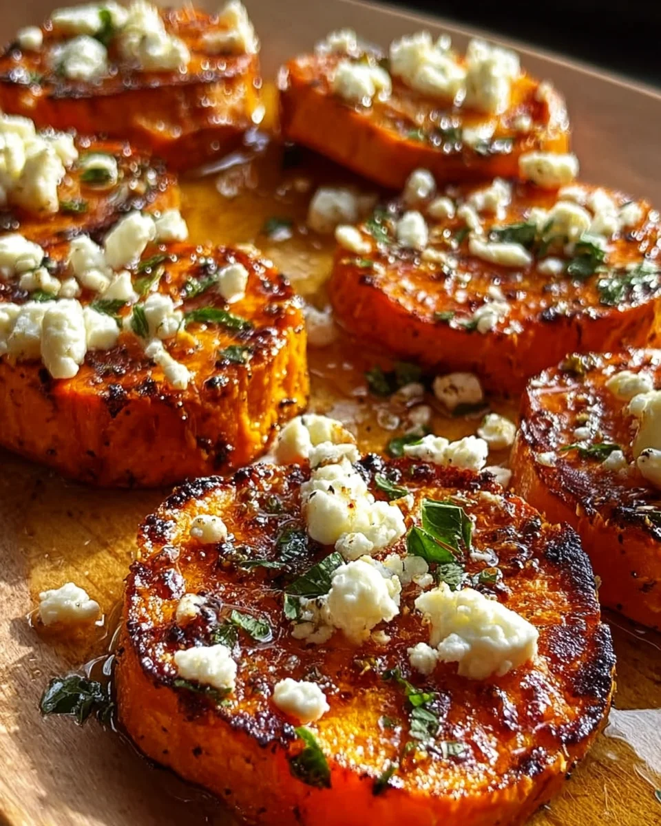 Roasted Sweet Potato Rounds with Honey Feta – Easy Side