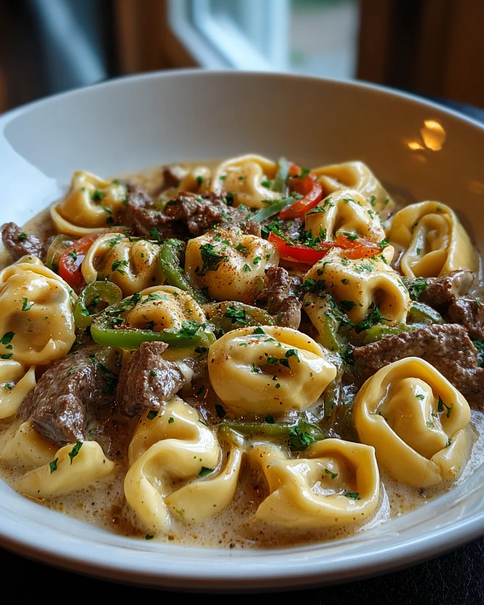 Hearty Cheesesteak Tortellini with Rich Provolone Sauce
