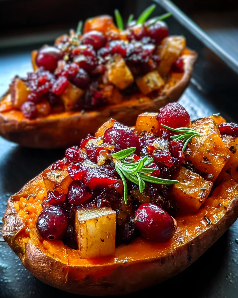 Sweet & Tangy Cranberry Apple Twice Baked Potatoes