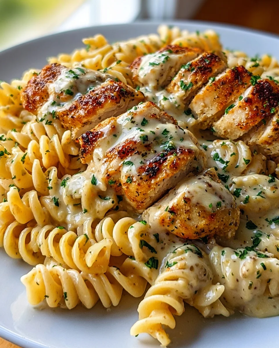Creamy Garlic Parmesan Chicken & Cheesy Twisted Pasta