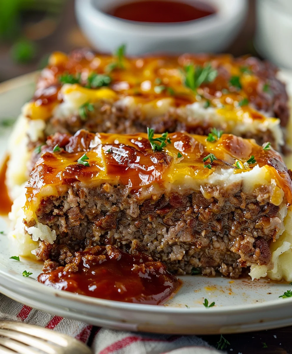 Meatloaf with Mashed Potatoes and Cheese