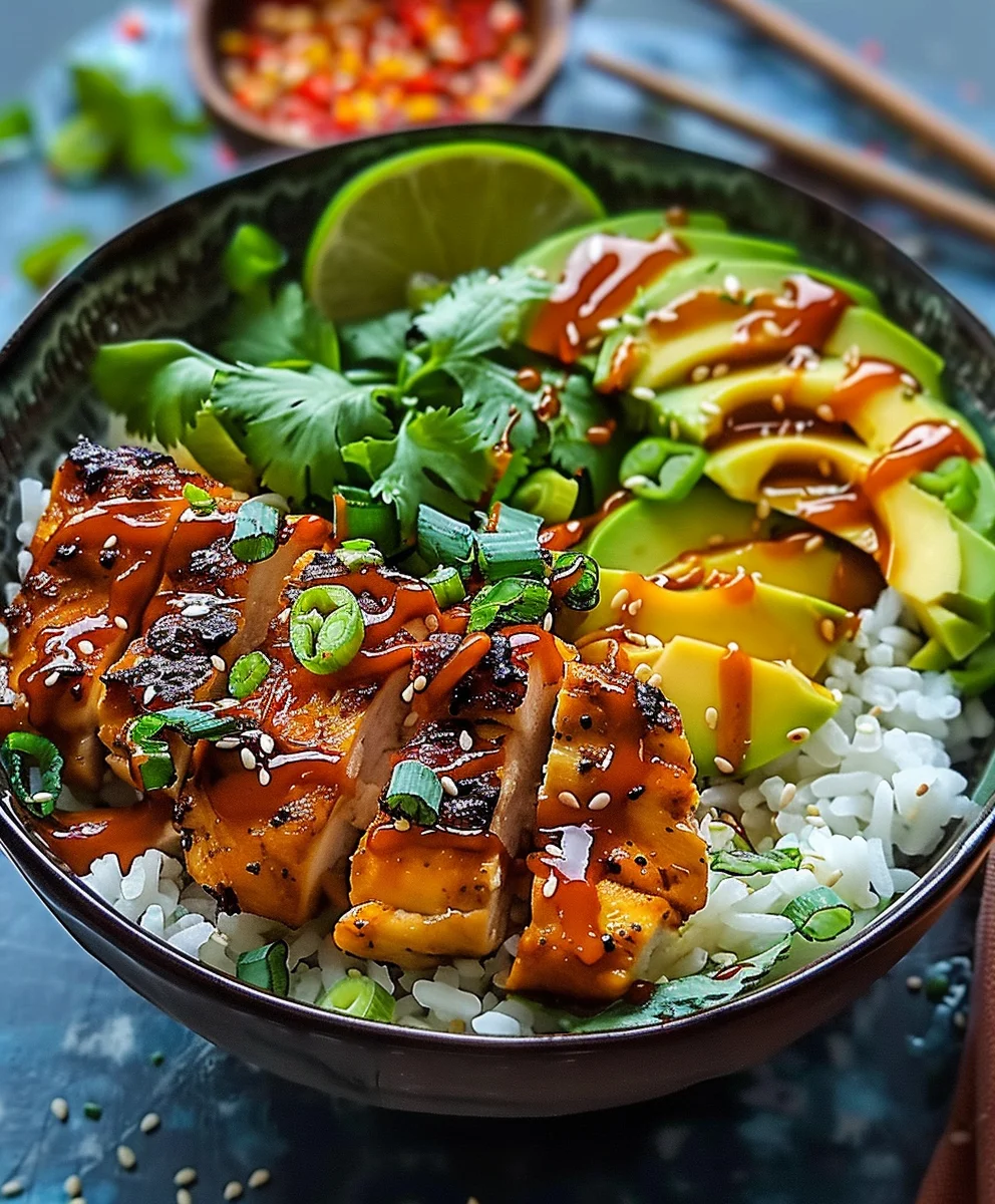 Sweet Chili Chicken Bowl With Coconut Lime Drizzle