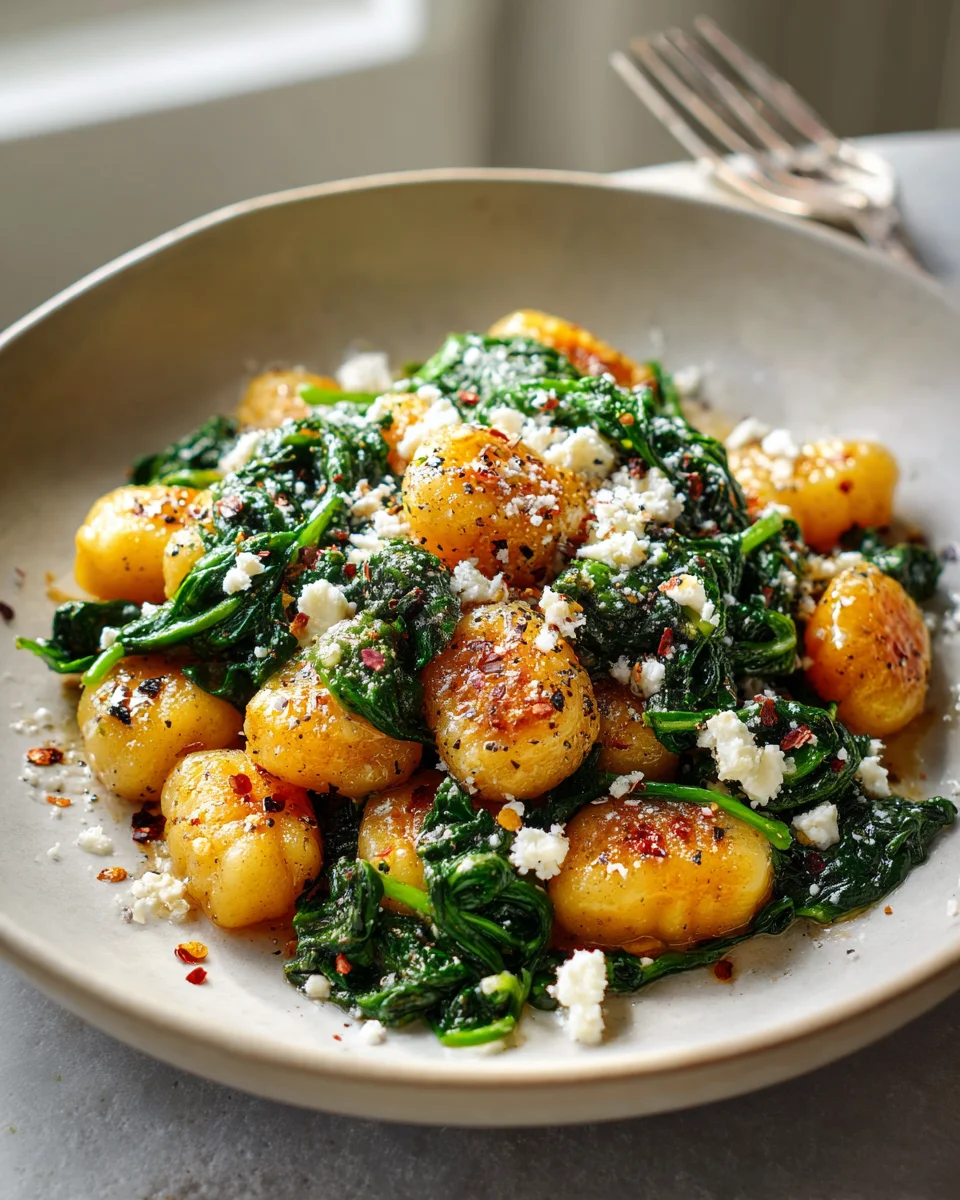 Crispy Gnocchi with Spinach & Feta – Quick & Flavorful!