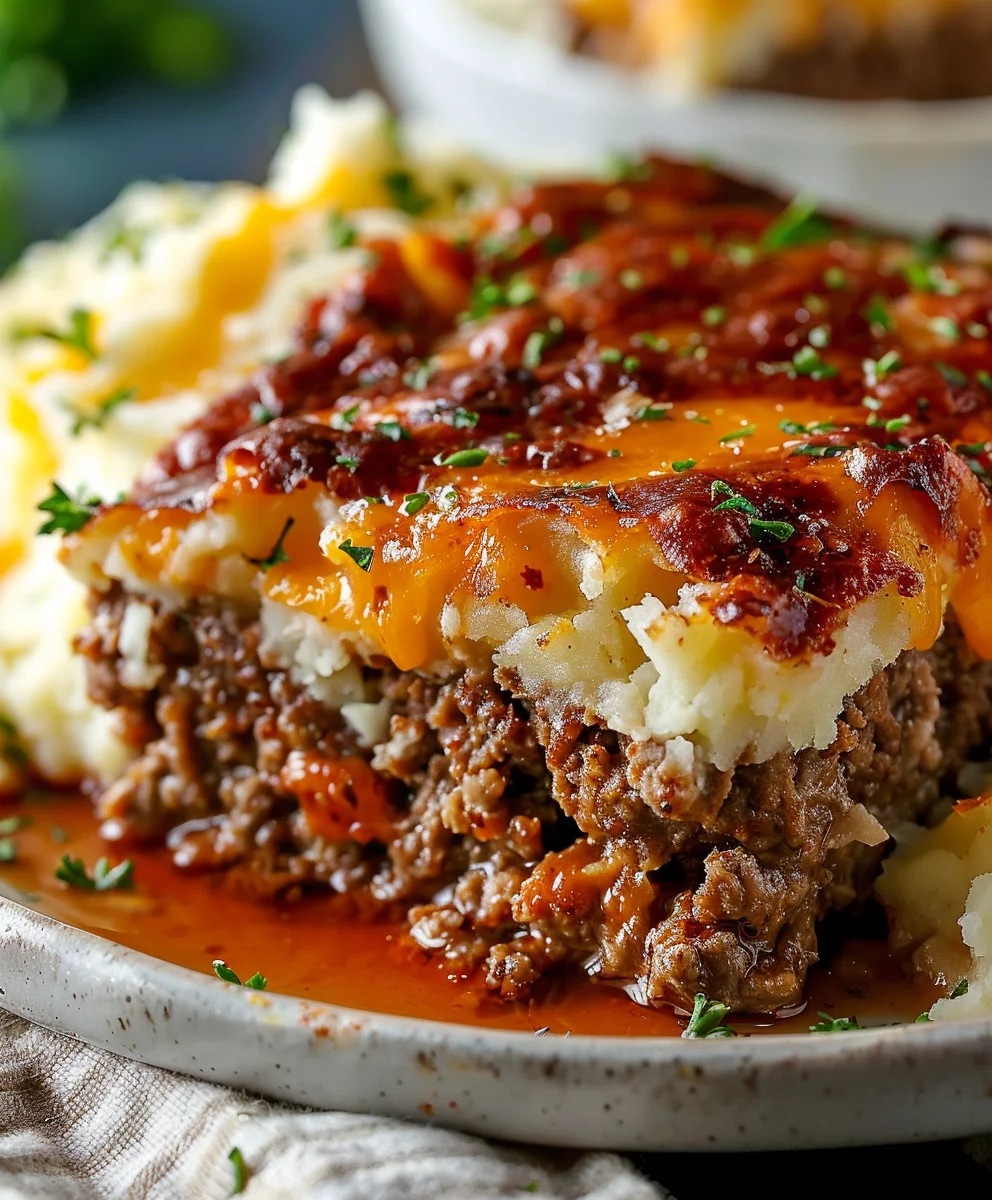 Hearty Meatloaf with Creamy Cheesy Mashed Potatoes