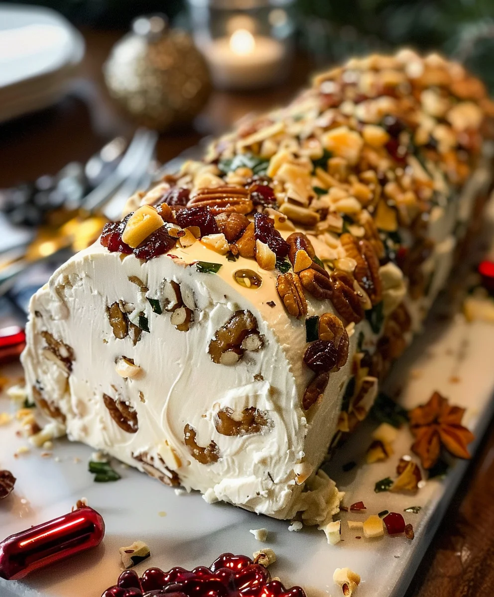 Holiday Non-Alcoholic Antipasto Cream Cheese Log