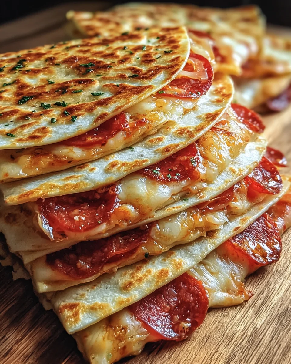 Pizza Quesadillas with Beef & Pepperoni - Quick & Cheesy!
