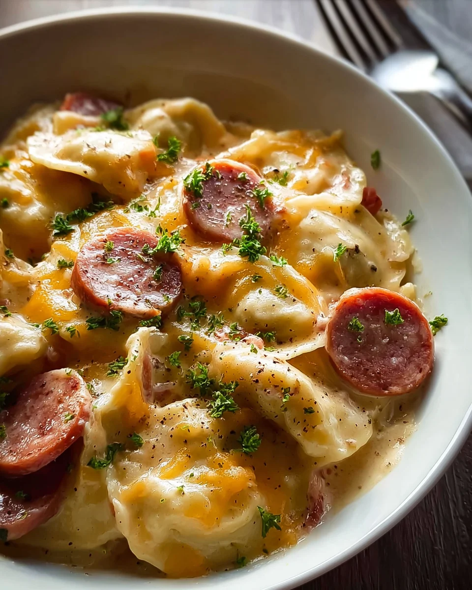 Easy Classic Crockpot Pierogi Casserole with Beef Kielbasa