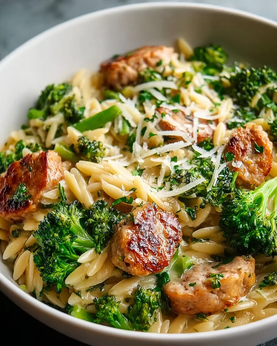 Quick Chicken Sausage & Broccoli Orzo: Weeknight Dinner!