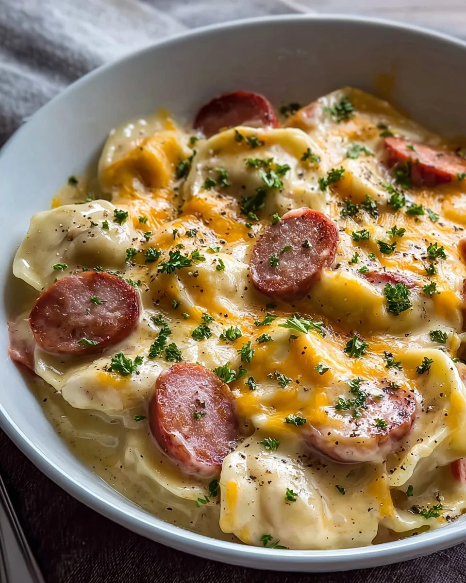 Easy Classic Crockpot Pierogi Casserole with Beef Kielbasa