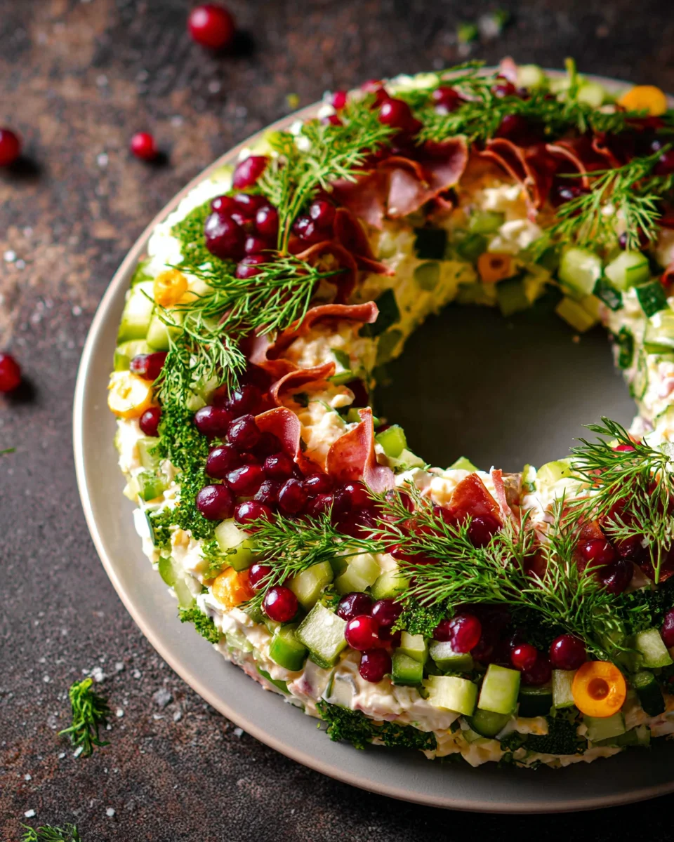 Festive Olivier Salad Wreath: Perfect for Any Celebration!