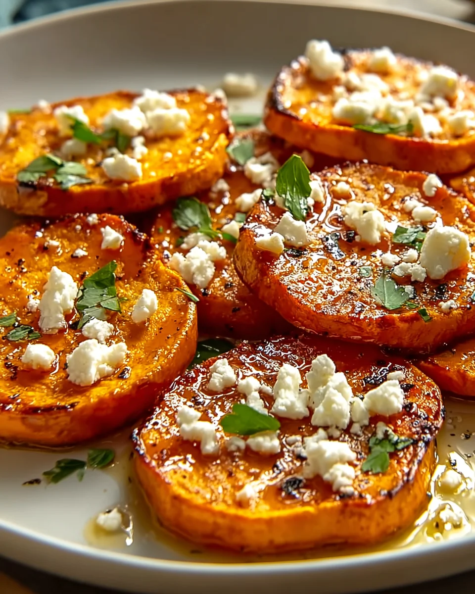 Delicious Roasted Sweet Potato Rounds with Honey Feta