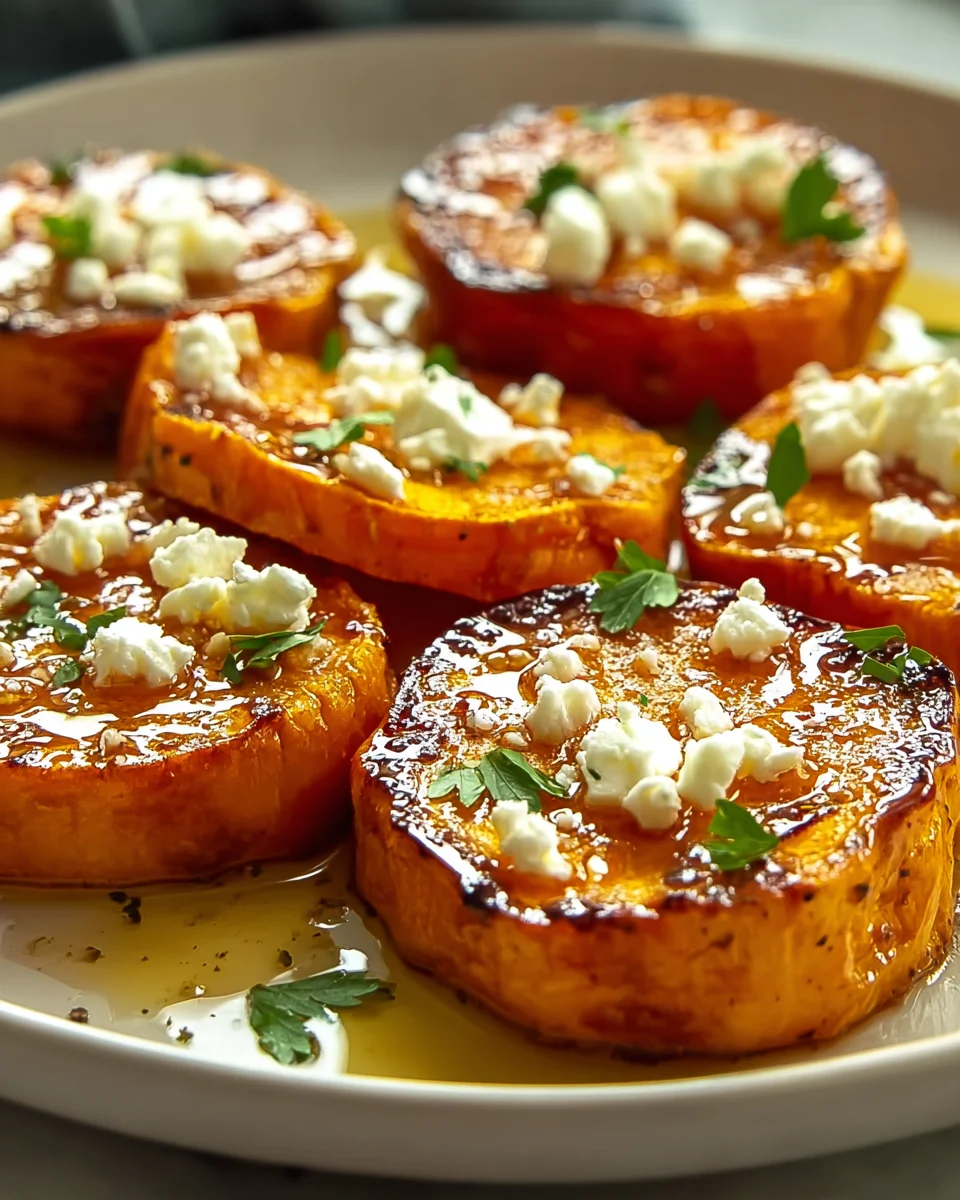 Delicious Roasted Sweet Potato Rounds with Honey Feta