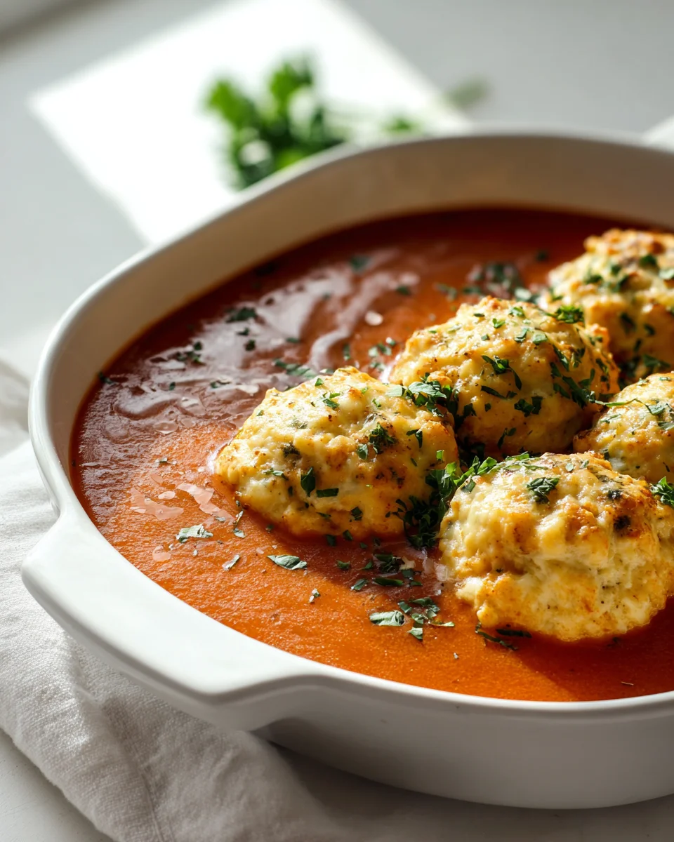 Best Tomato Soup With Cheddar Bay Dumplings