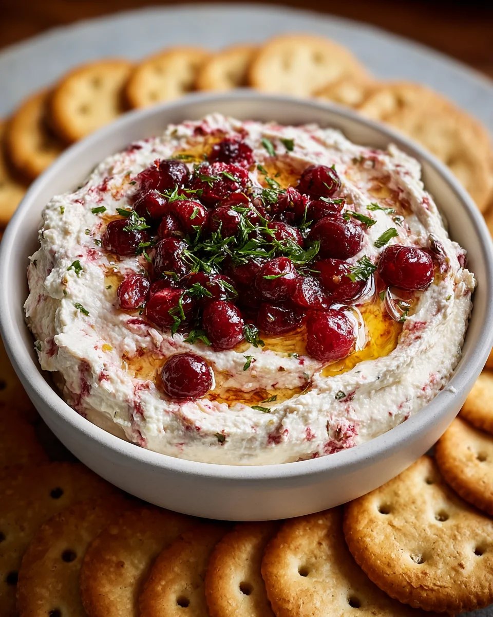 Sweet & Tangy Cranberry Whipped Feta Dip with Crackers
