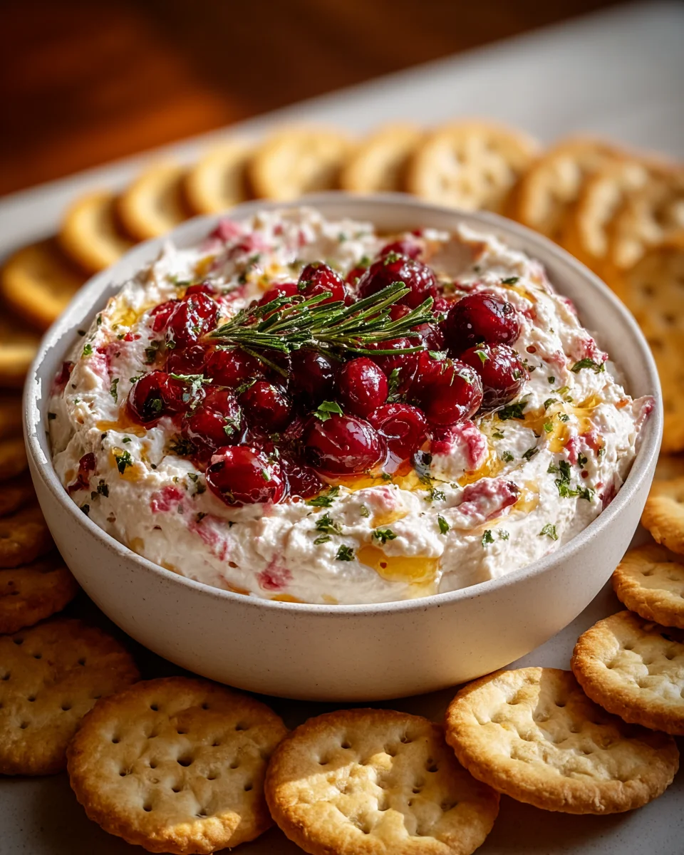 Sweet & Tangy Cranberry Whipped Feta Dip with Crackers
