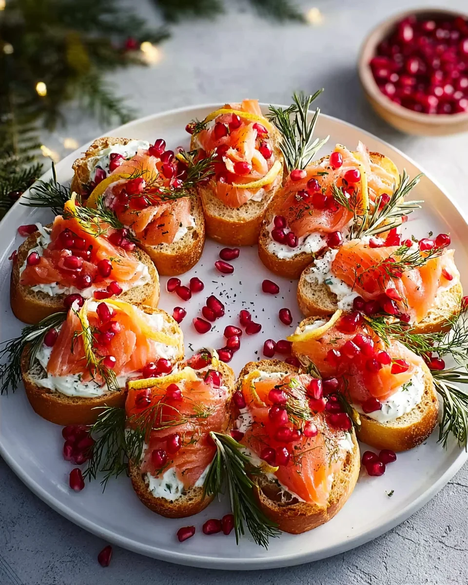 Show-Stopping Christmas Smoked Salmon Bruschetta Wreath