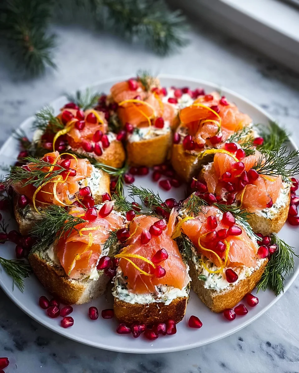 Show-Stopping Christmas Smoked Salmon Bruschetta Wreath