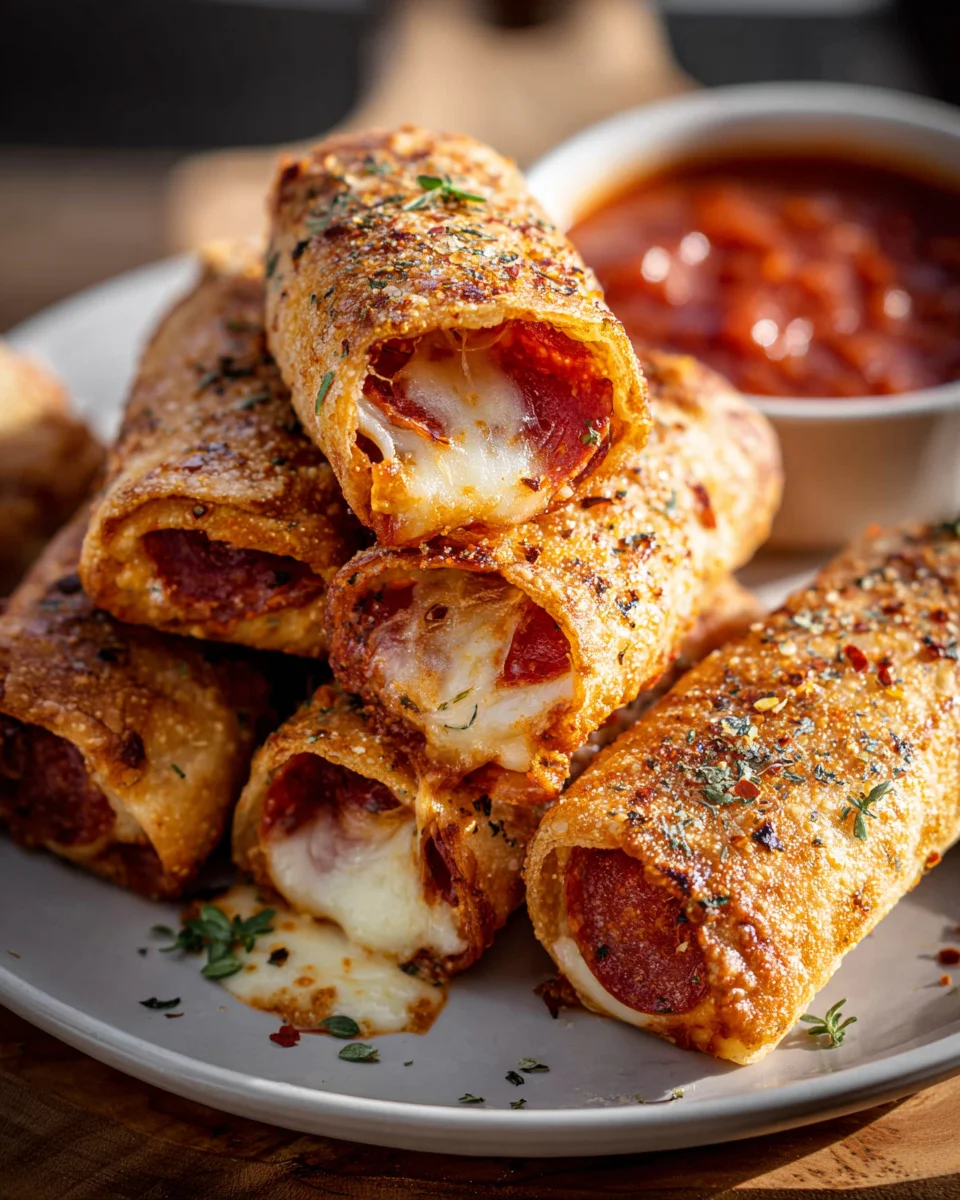 High Protein Beef Pepperoni Pizza Rolls - Cheesy & Crispy!
