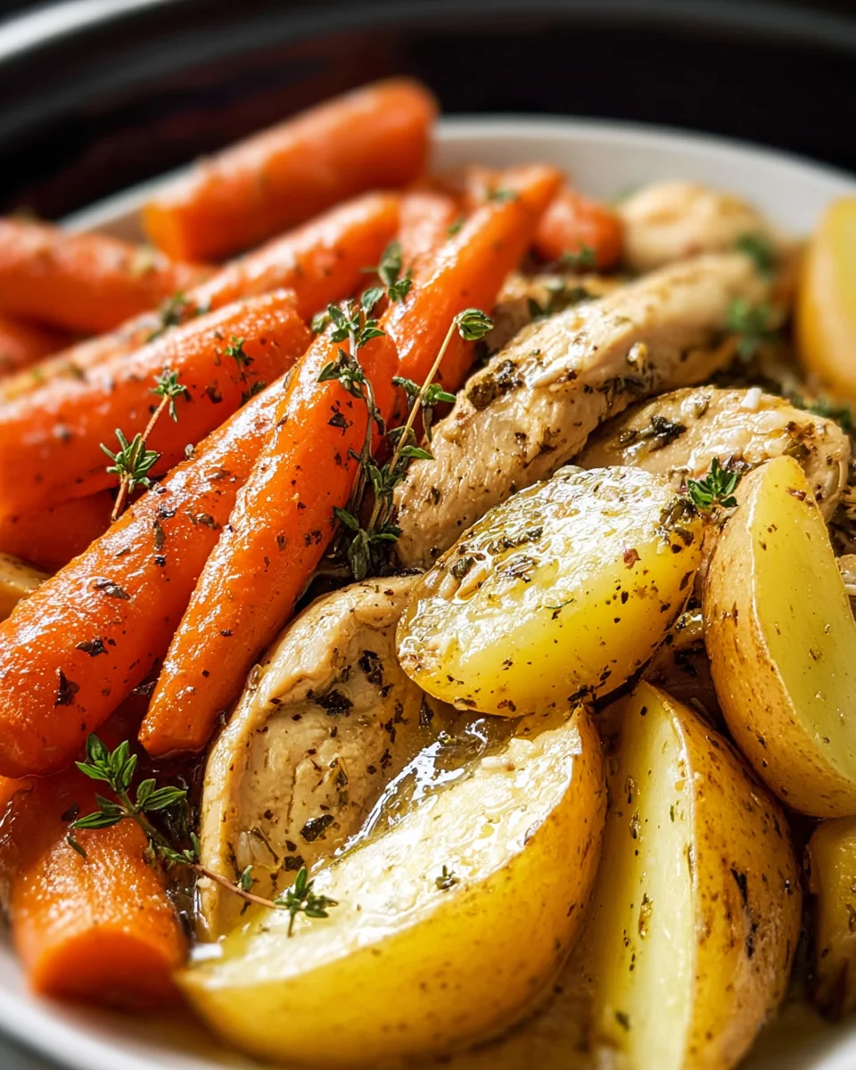 Slow Cooker Garlic Butter Chicken & Veggies Recipe Delight