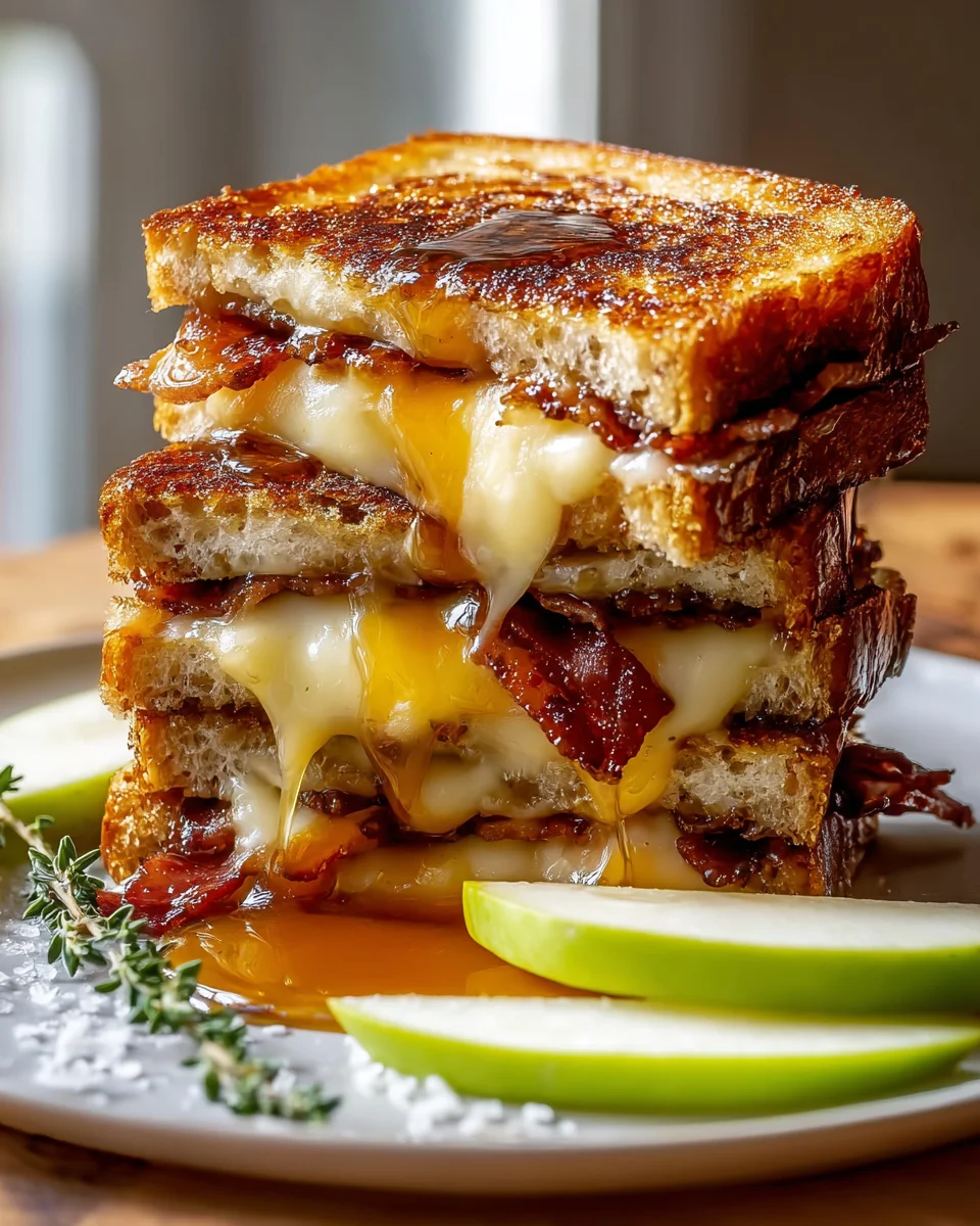 Ultimate Hot Honey Apple Cheddar Beef Bacon Grilled Cheese