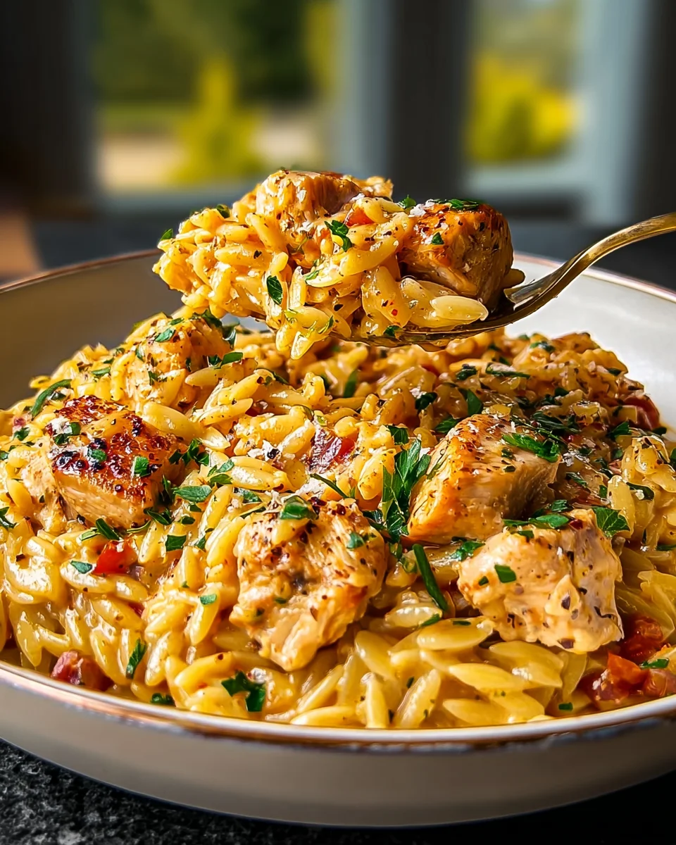 One Pot Cajun Chicken Alfredo Orzo - Flavor in Every Bite!