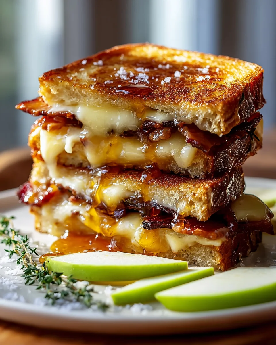 Ultimate Hot Honey Apple Cheddar Beef Bacon Grilled Cheese
