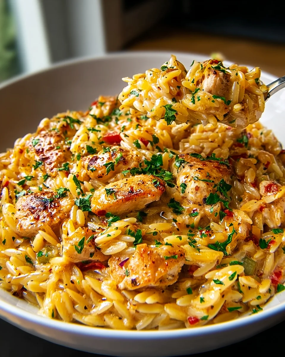 One Pot Cajun Chicken Alfredo Orzo - Flavor in Every Bite!