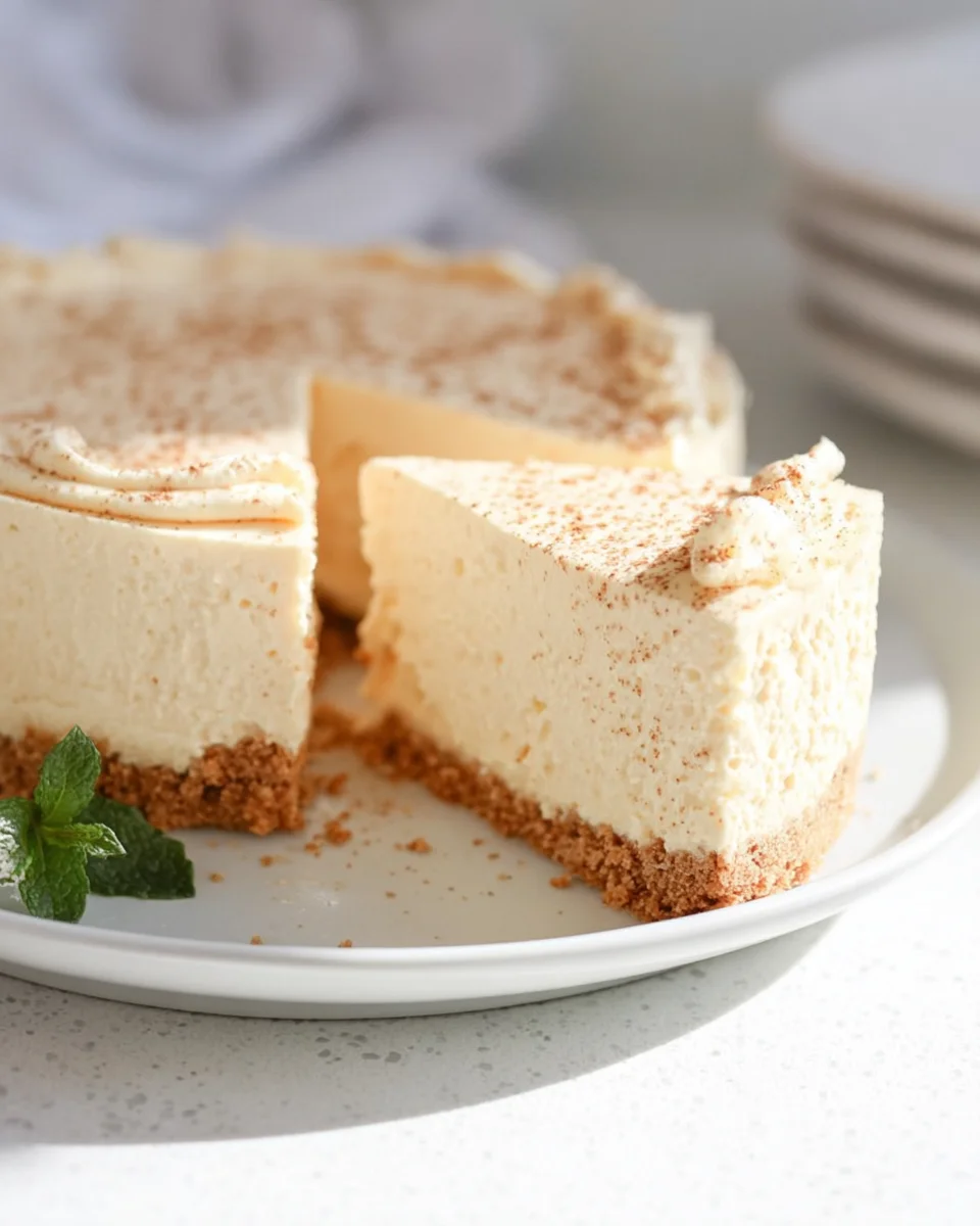 Creamy No-Bake Eggnog Cheesecake with Gingersnap Crust